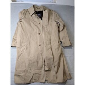Botany 500 Trench Coat Mens 46 Reg Tan Faux Fur Lined Vintage Overcoat